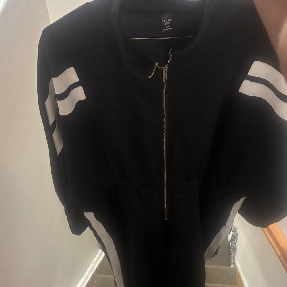 SHEIN Black Jumpsuit with White Accents